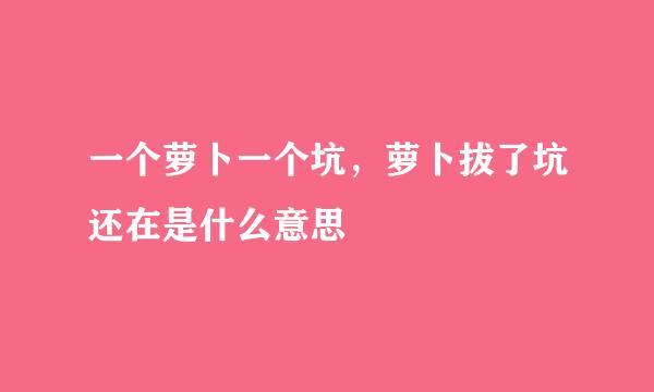 一个萝卜一个坑，萝卜拔了坑还在是什么意思