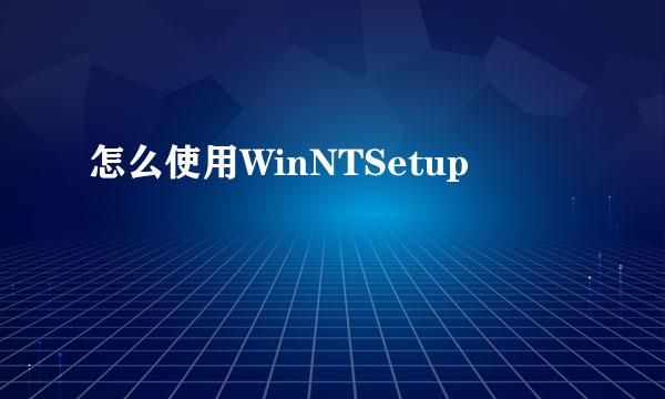 怎么使用WinNTSetup