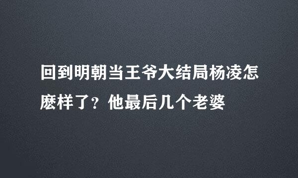 回到明朝当王爷大结局杨凌怎麽样了？他最后几个老婆