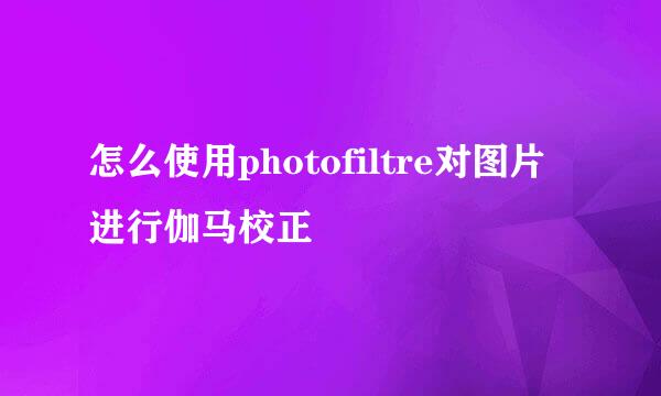 怎么使用photofiltre对图片进行伽马校正