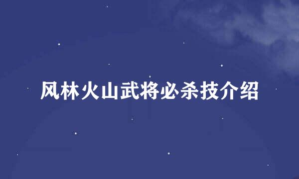 风林火山武将必杀技介绍