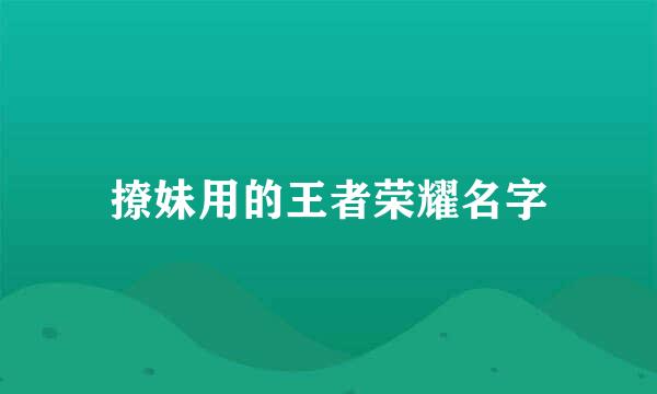 撩妹用的王者荣耀名字