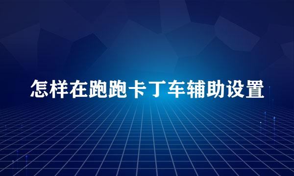 怎样在跑跑卡丁车辅助设置