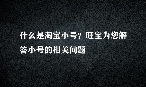 什么是淘宝小号？旺宝为您解答小号的相关问题