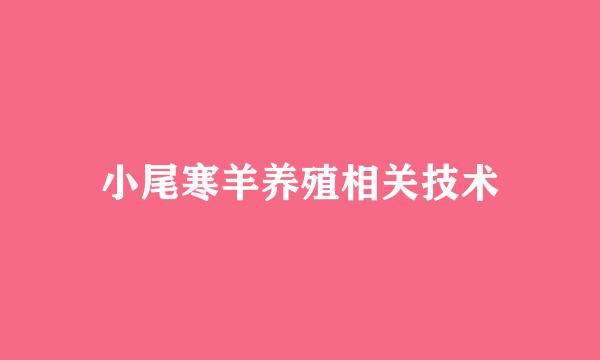 小尾寒羊养殖相关技术