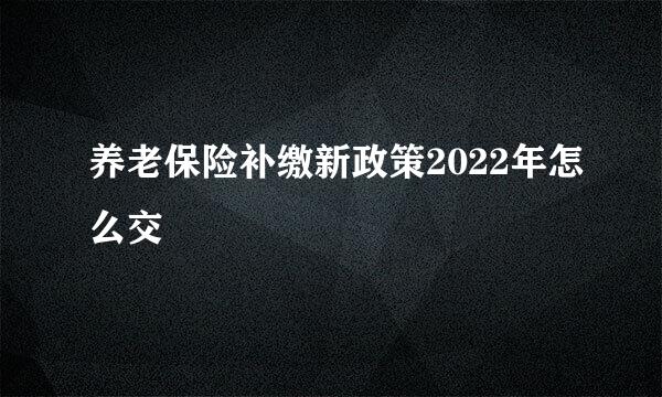 养老保险补缴新政策2022年怎么交