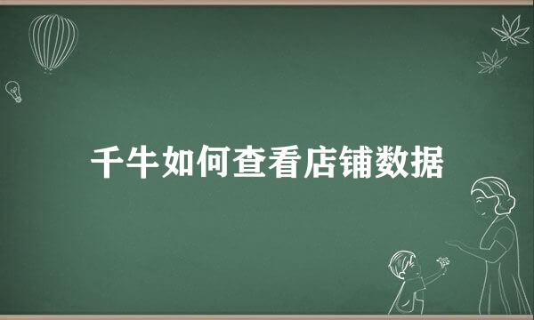 千牛如何查看店铺数据