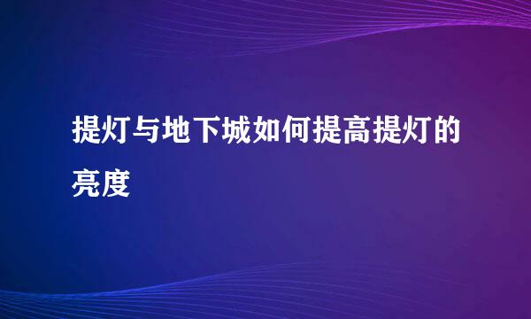 提灯与地下城如何提高提灯的亮度