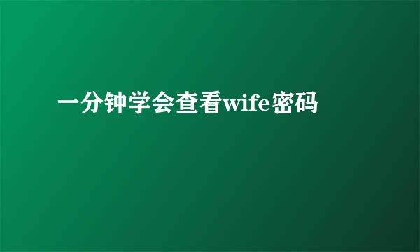 一分钟学会查看wife密码