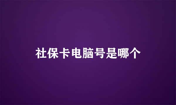 社保卡电脑号是哪个