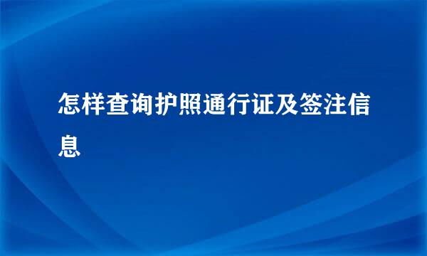 怎样查询护照通行证及签注信息