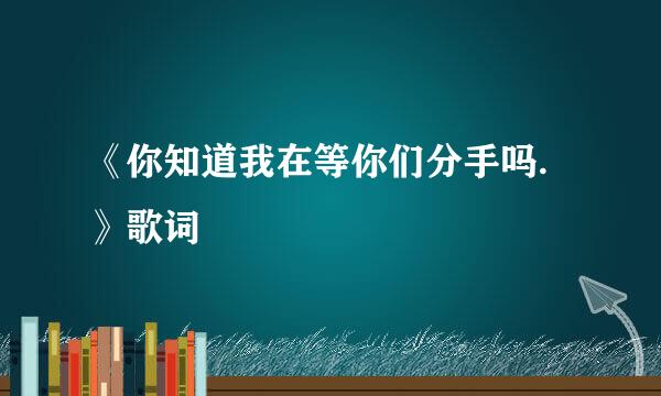 《你知道我在等你们分手吗.》歌词