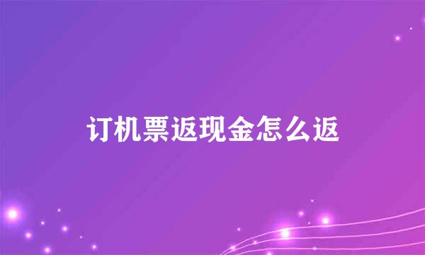 订机票返现金怎么返