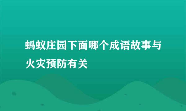 蚂蚁庄园下面哪个成语故事与火灾预防有关