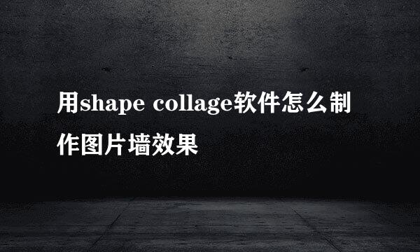 用shape collage软件怎么制作图片墙效果