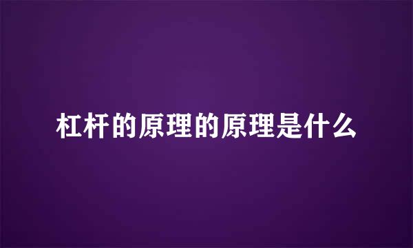 杠杆的原理的原理是什么