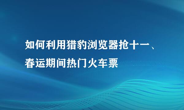 如何利用猎豹浏览器抢十一、春运期间热门火车票