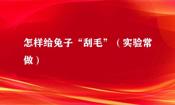 怎样给兔子“刮毛”（实验常做）