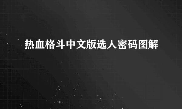 热血格斗中文版选人密码图解