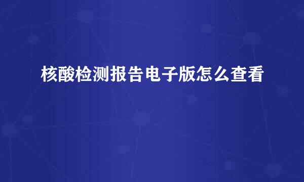 核酸检测报告电子版怎么查看