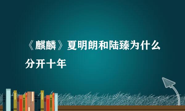 《麒麟》夏明朗和陆臻为什么分开十年