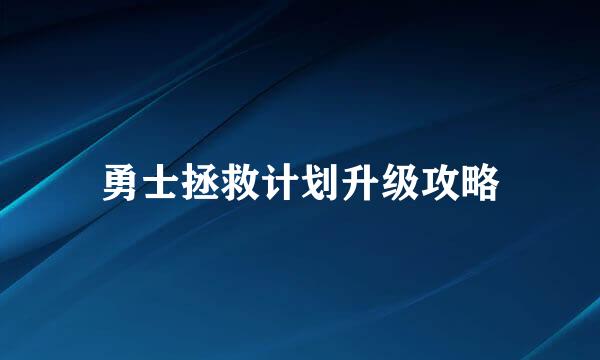 勇士拯救计划升级攻略