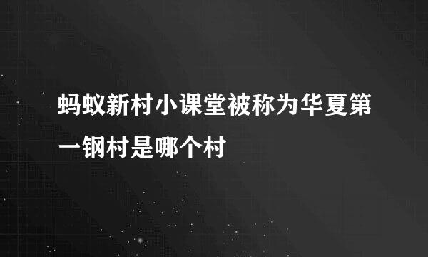 蚂蚁新村小课堂被称为华夏第一钢村是哪个村