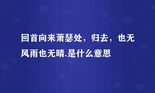 回首向来萧瑟处，归去，也无风雨也无晴.是什么意思