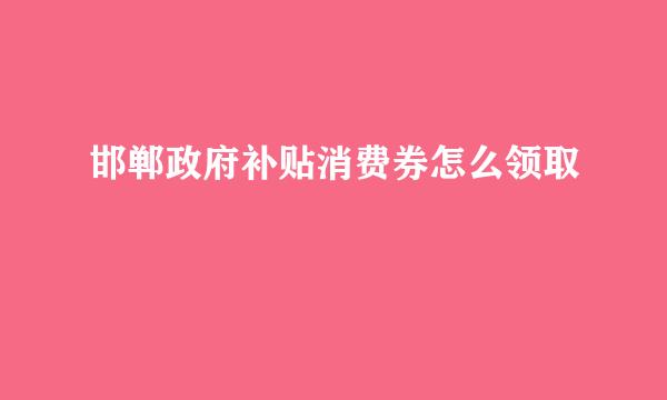 邯郸政府补贴消费券怎么领取