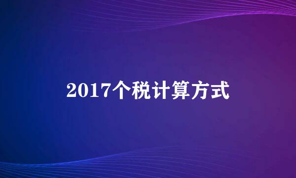 2017个税计算方式