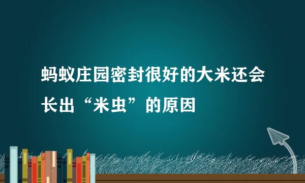 蚂蚁庄园密封很好的大米还会长出“米虫”的原因