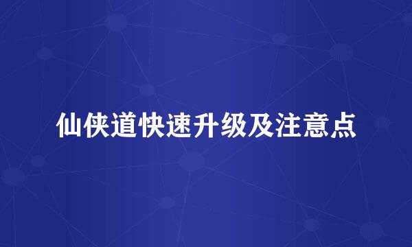 仙侠道快速升级及注意点