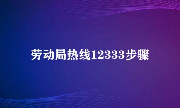 劳动局热线12333步骤