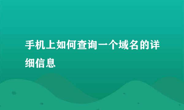 手机上如何查询一个域名的详细信息