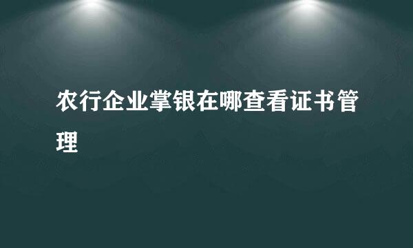 农行企业掌银在哪查看证书管理