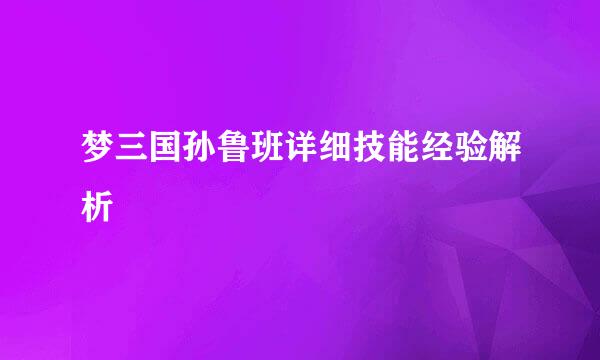 梦三国孙鲁班详细技能经验解析