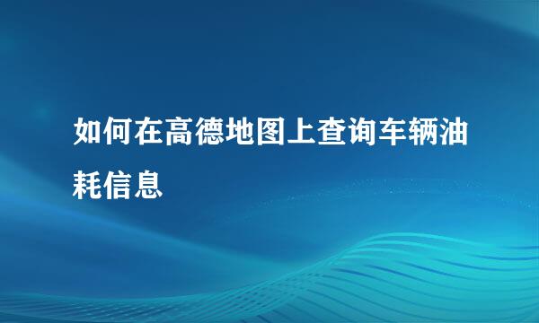 如何在高德地图上查询车辆油耗信息