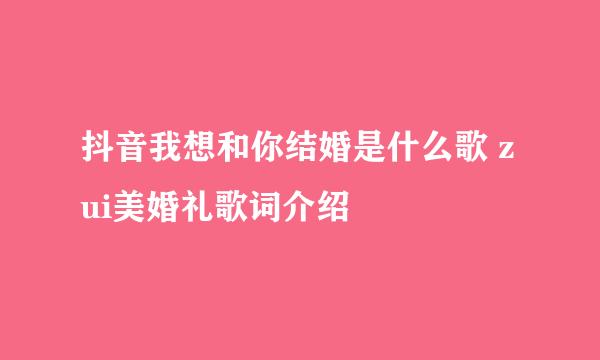 抖音我想和你结婚是什么歌 zui美婚礼歌词介绍