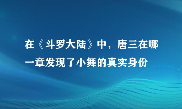 在《斗罗大陆》中，唐三在哪一章发现了小舞的真实身份