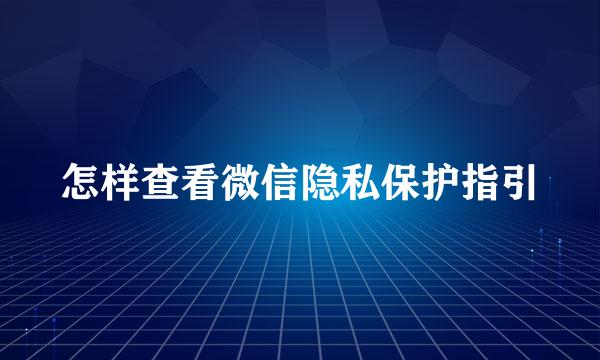 怎样查看微信隐私保护指引