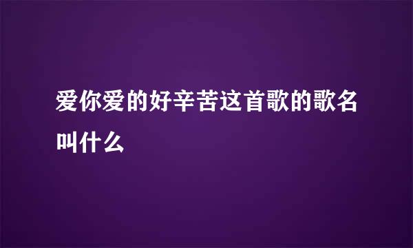 爱你爱的好辛苦这首歌的歌名叫什么