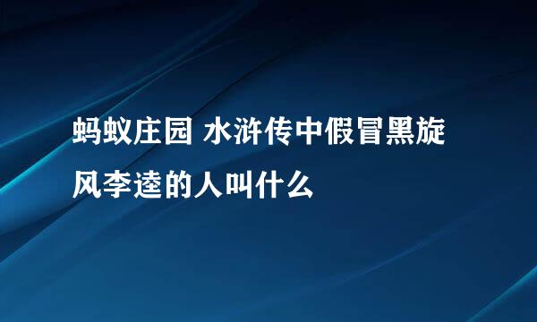 蚂蚁庄园 水浒传中假冒黑旋风李逵的人叫什么