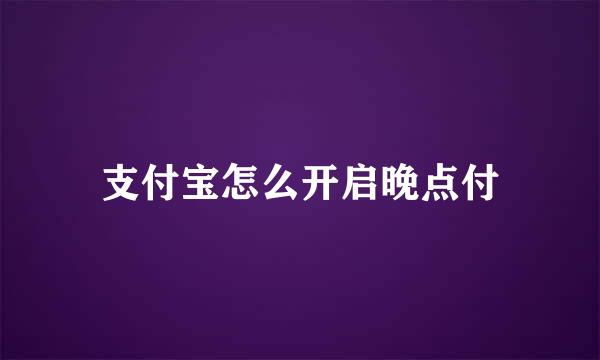 支付宝怎么开启晚点付