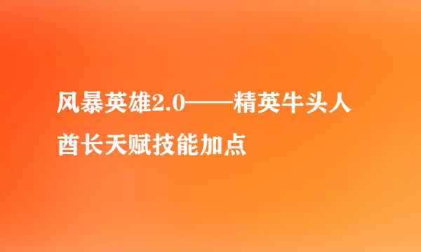 风暴英雄2.0——精英牛头人酋长天赋技能加点