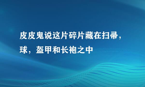 皮皮鬼说这片碎片藏在扫帚，球，盔甲和长袍之中