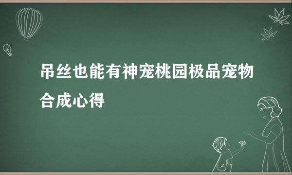 吊丝也能有神宠桃园极品宠物合成心得