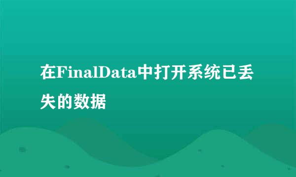 在FinalData中打开系统已丢失的数据