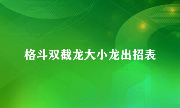 格斗双截龙大小龙出招表