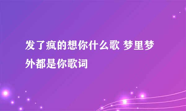 发了疯的想你什么歌 梦里梦外都是你歌词